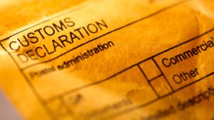 Customs declaration document for UK vehicle import and registration paperwork