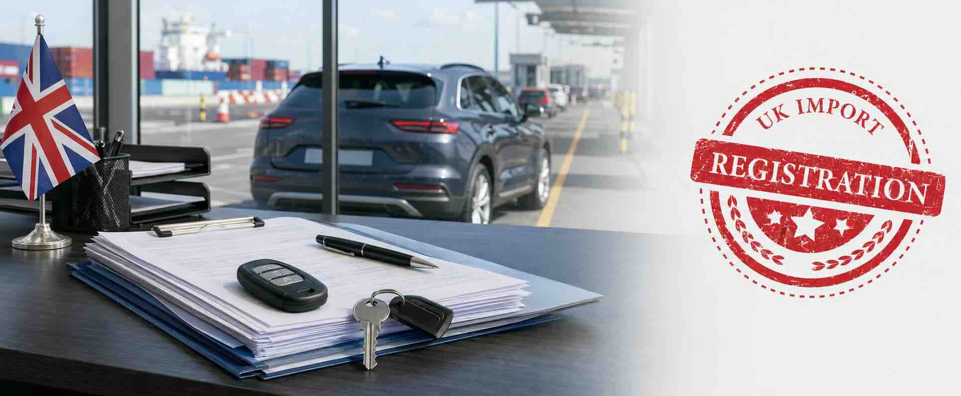 Car freight company supporting UK vehicle import registration with customs paperwork and vehicle collection.